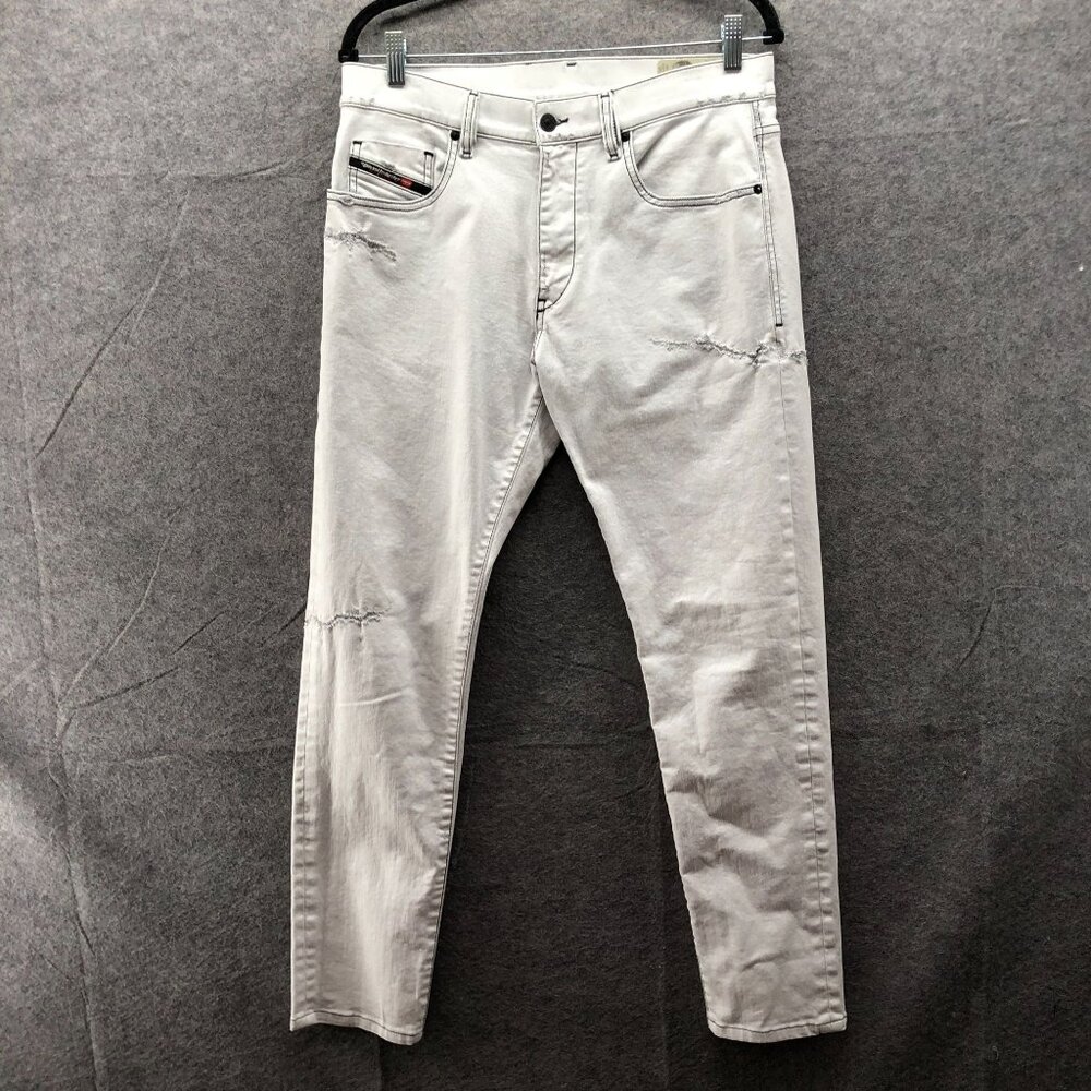Diesel D-Strukt Tapered‎ Jeans Mens 32x32 (32x29) White Distressed Slim Stretch